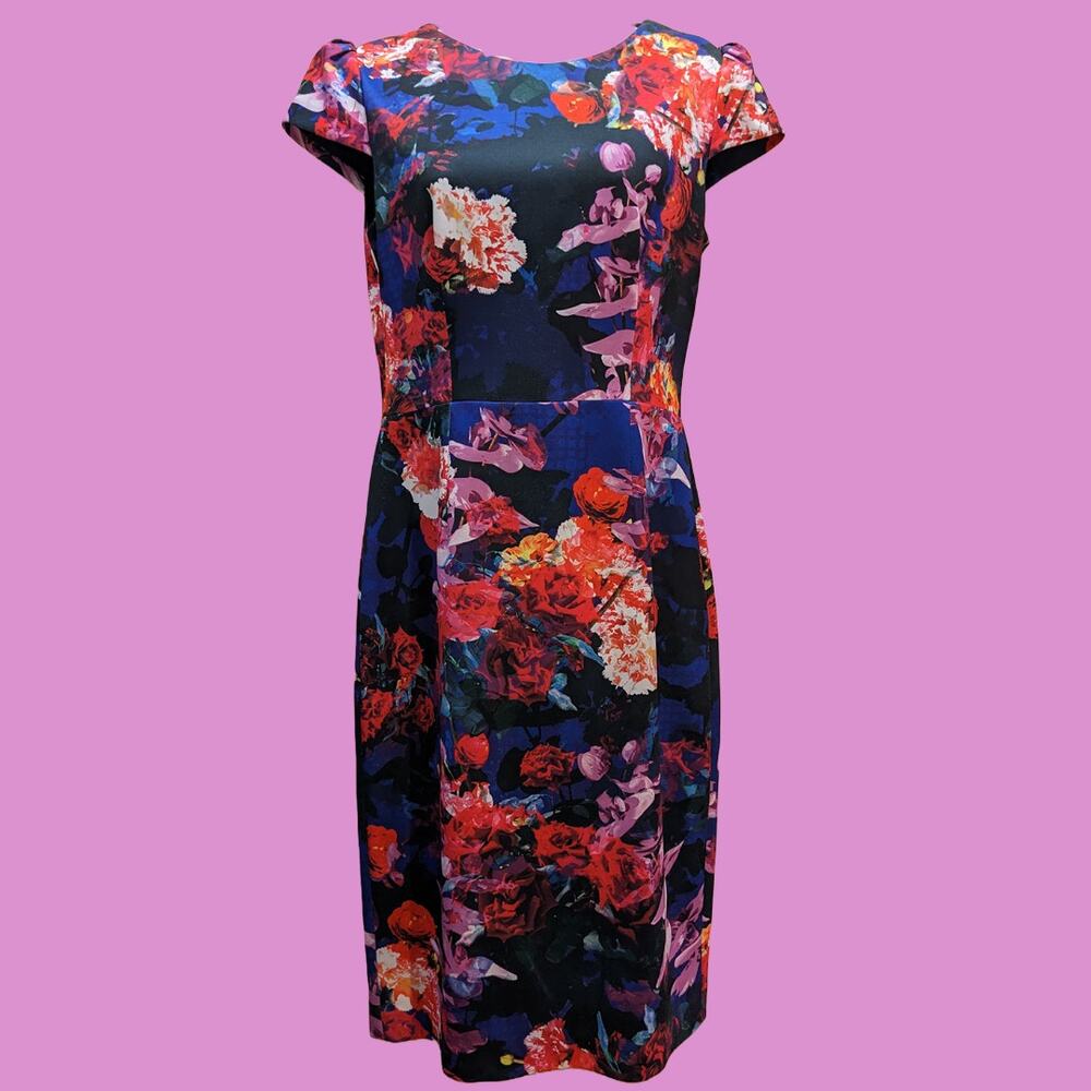 Betsey johnson Navy Floral Pencil Dress, Size 4